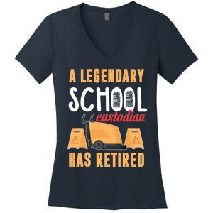 Retired School Custodian Gift School Custodian Retirement Women's V-Neck T-Shirt