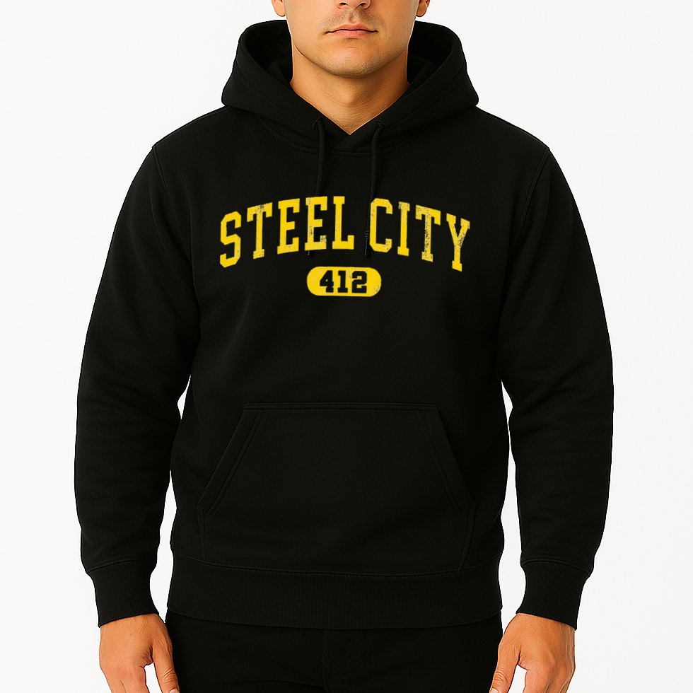 Retro Steel City Pittsburgh Pennsylvania 412 Area Code Yinz Hoodie