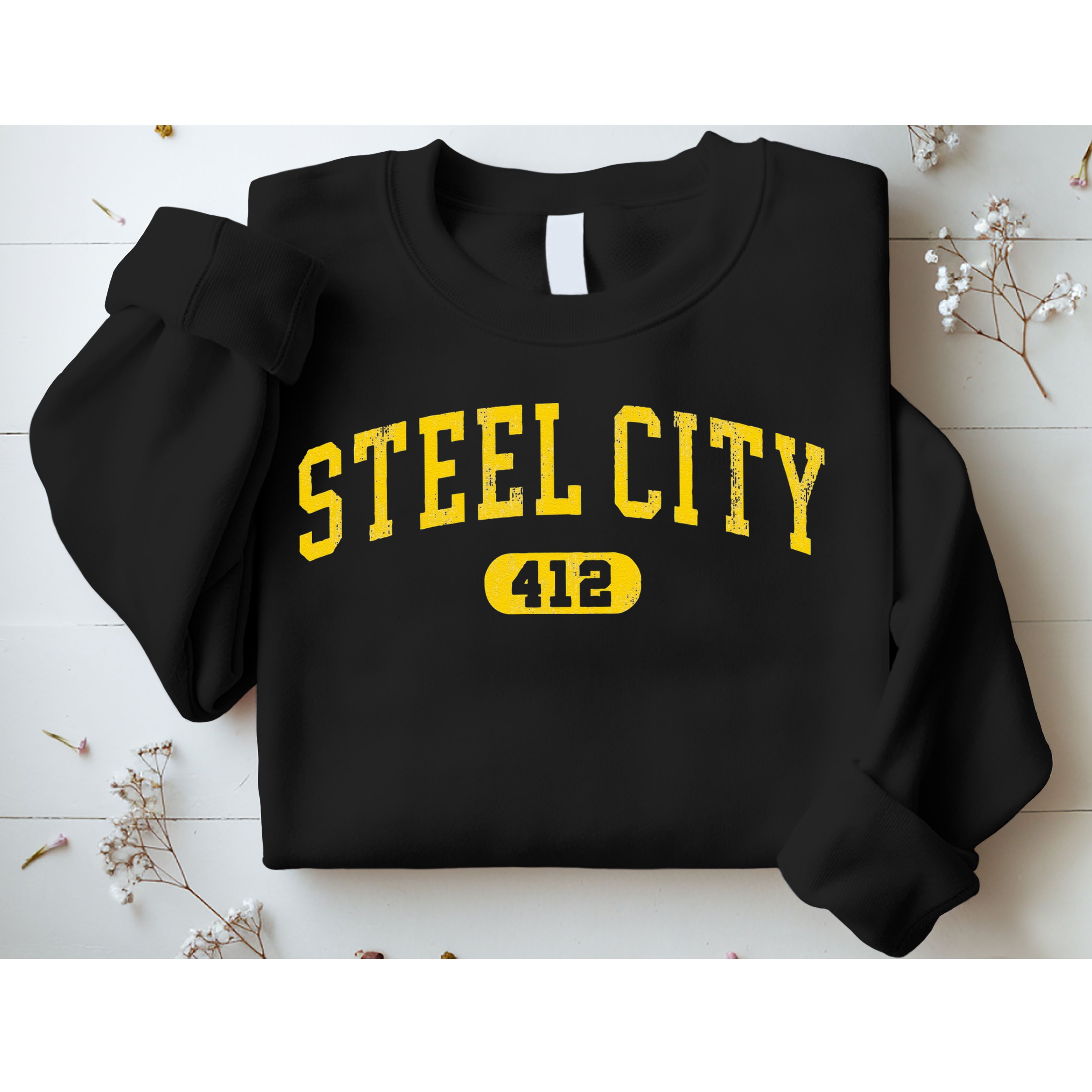 Retro Steel City Pittsburgh Pennsylvania 412 Area Code Yinz Sweatshirt