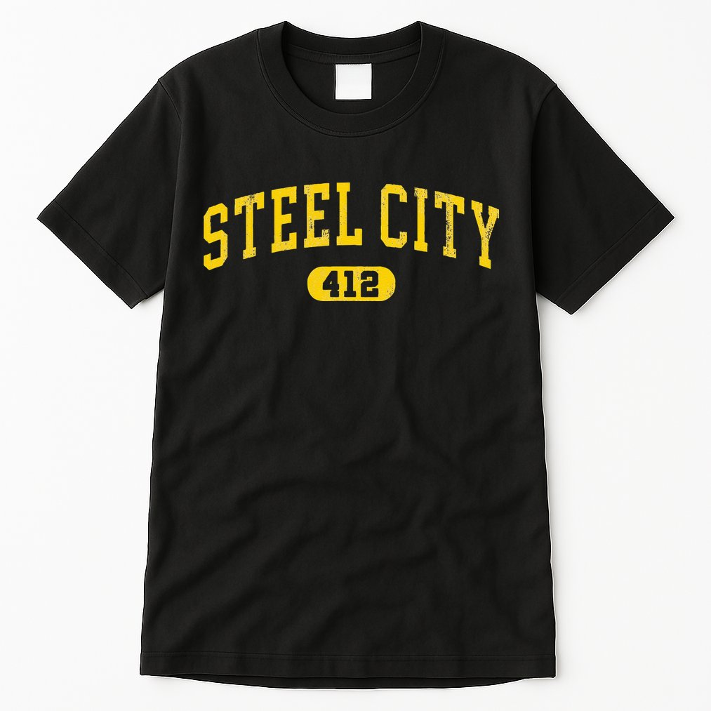 Retro Steel City Pittsburgh Pennsylvania 412 Area Code Yinz Tall T-Shirt