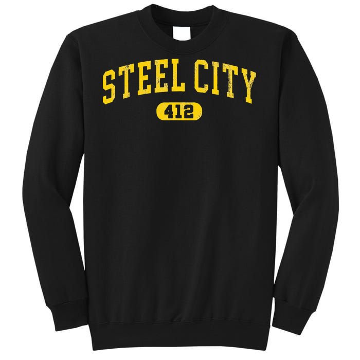 Retro Steel City Pittsburgh Pennsylvania 412 Area Code Yinz Tall Sweatshirt