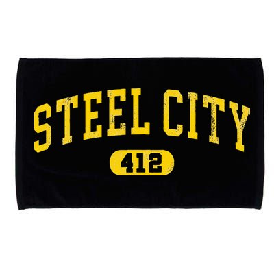 Retro Steel City Pittsburgh Pennsylvania 412 Area Code Yinz Microfiber Hand Towel