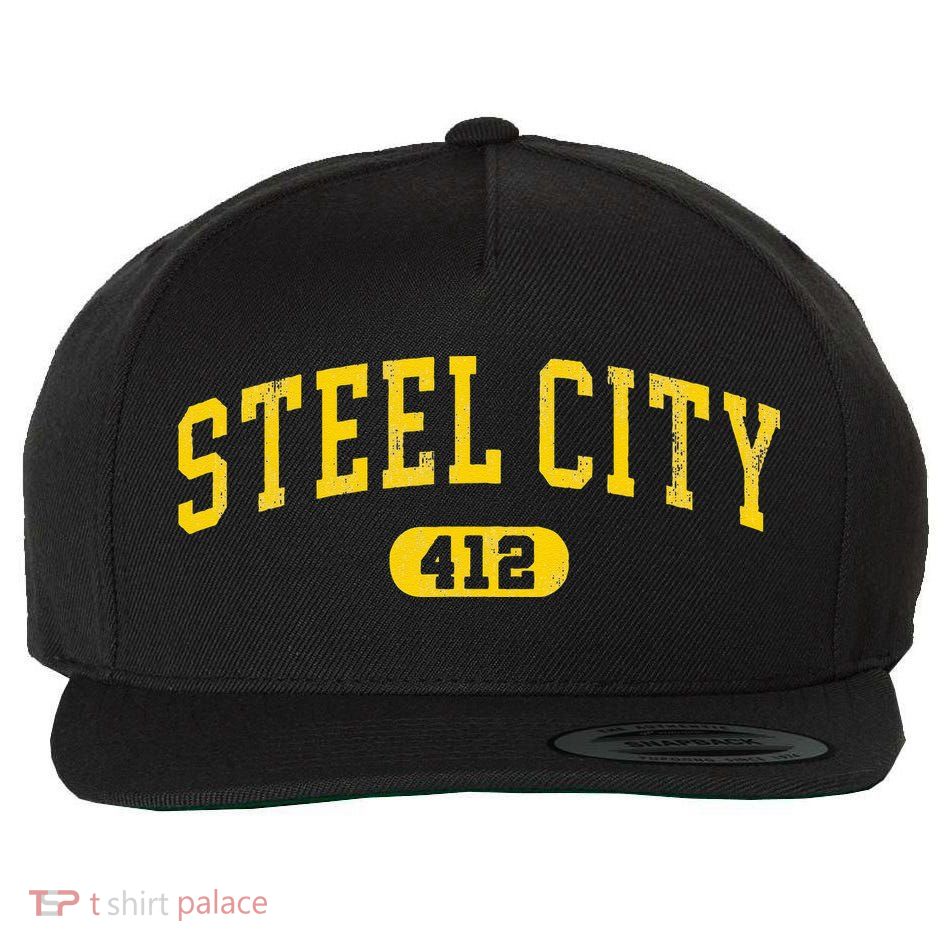 Retro Steel City Pittsburgh Pennsylvania 412 Area Code Yinz Wool Snapback Cap