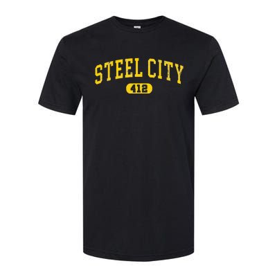 Retro Steel City Pittsburgh Pennsylvania 412 Area Code Yinz Softstyle® CVC T-Shirt