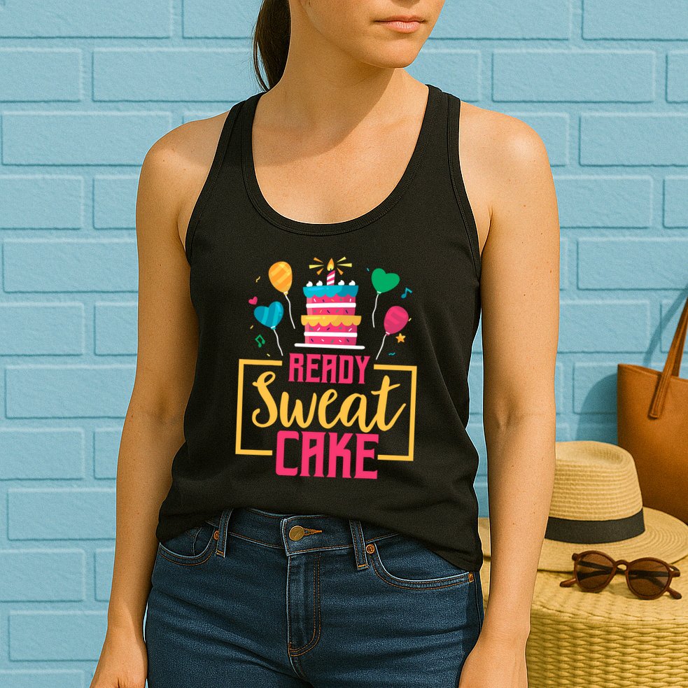 Ready Sweat Cake Wo Gym Fitness Workout Birthday Gift Womens Tank Top