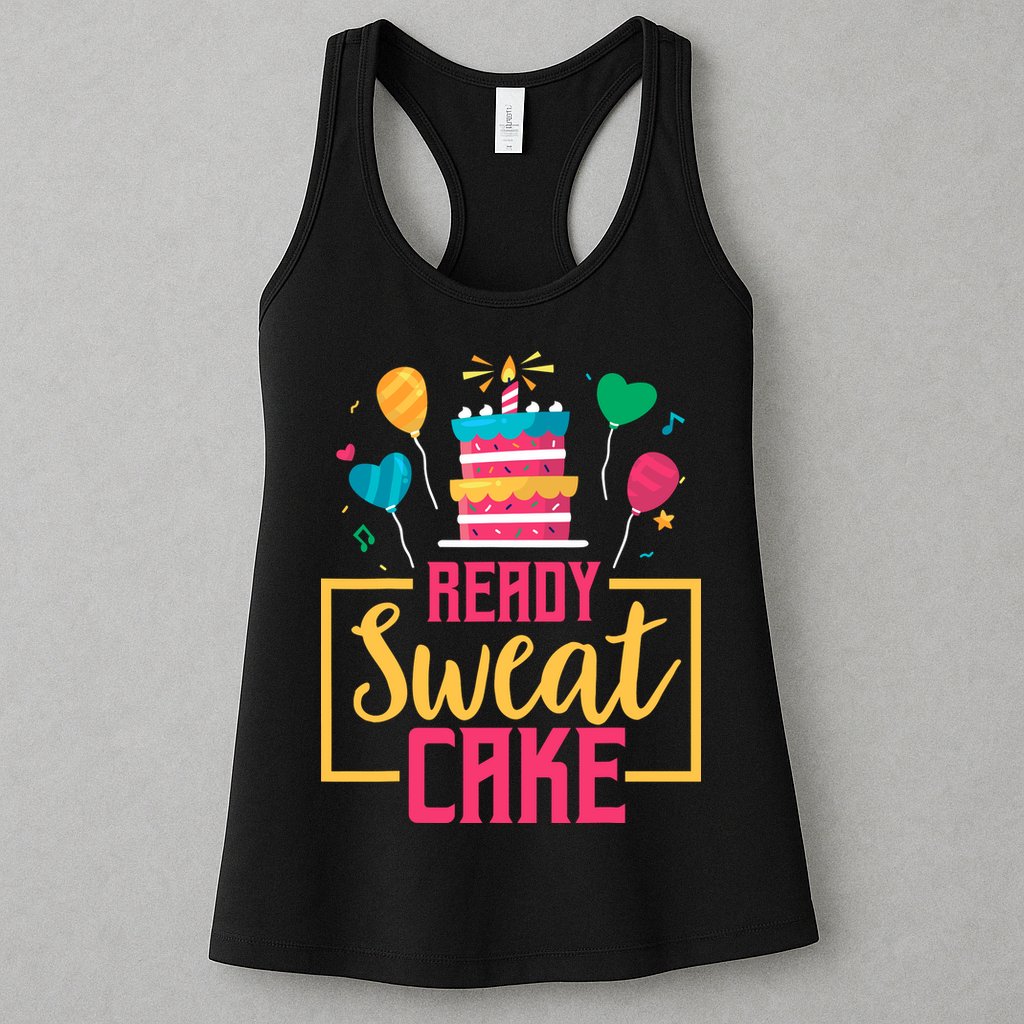 Ready Sweat Cake Wo Gym Fitness Workout Birthday Gift Womens Tank Top