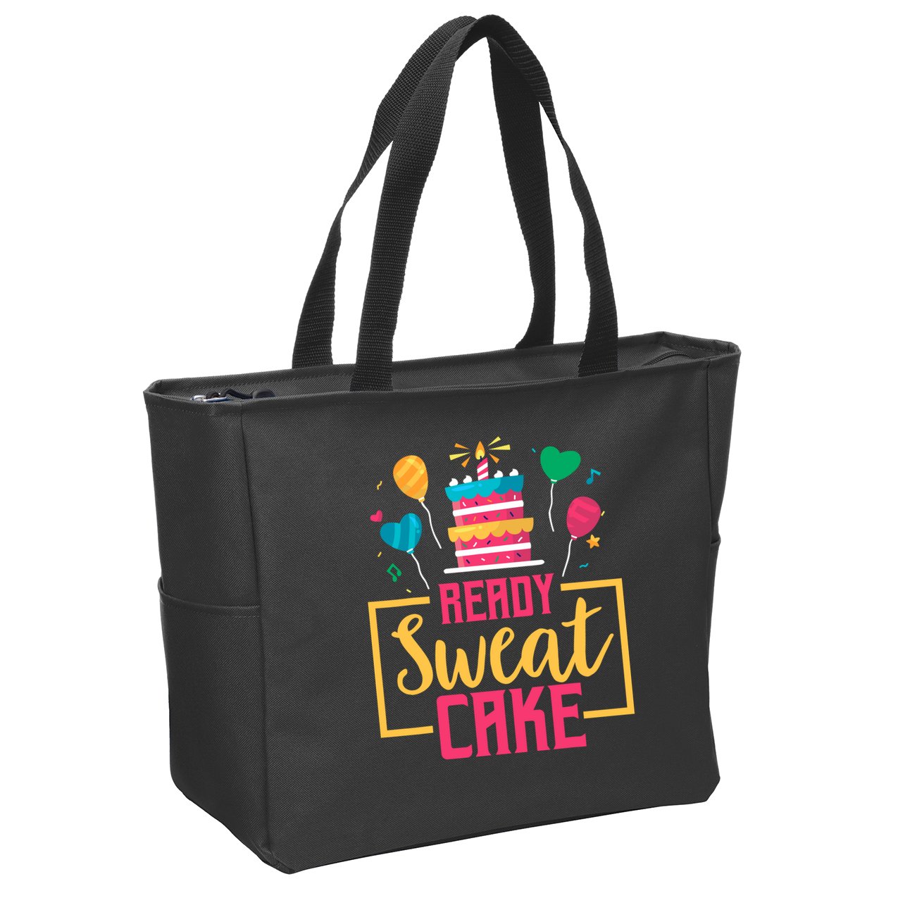 Ready Sweat Cake Wo Gym Fitness Workout Birthday Gift Zip Tote Bag