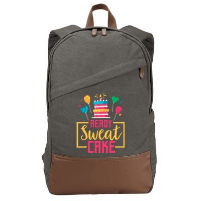 Ready Sweat Cake Wo Gym Fitness Workout Birthday Gift Cotton Canvas Backpack