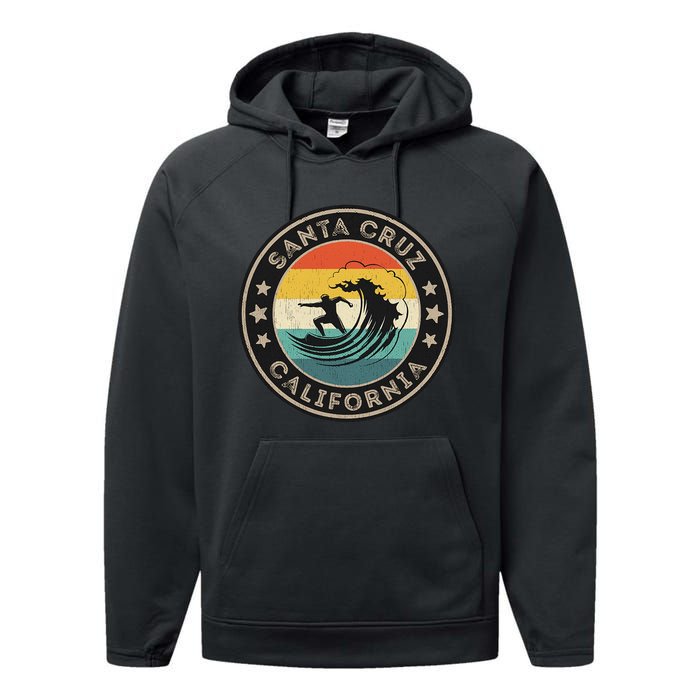 Retro Santa Cruz California Surfing Santa Cruz Performance Fleece Hoodie