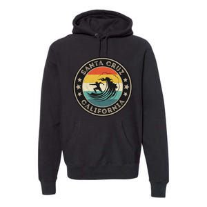 Retro Santa Cruz California Surfing Santa Cruz Premium Hoodie