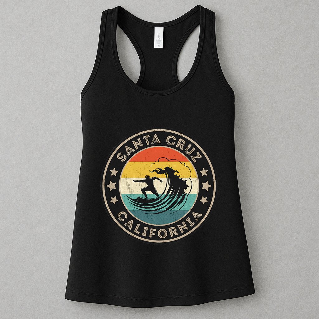 Retro Santa Cruz California Surfing Santa Cruz Womens Tank Top