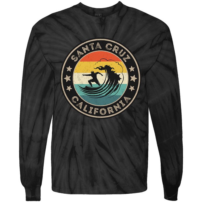 Retro Santa Cruz California Surfing Santa Cruz Tie-Dye Long Sleeve Shirt