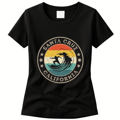 Retro Santa Cruz California Surfing Santa Cruz Womens T-Shirt