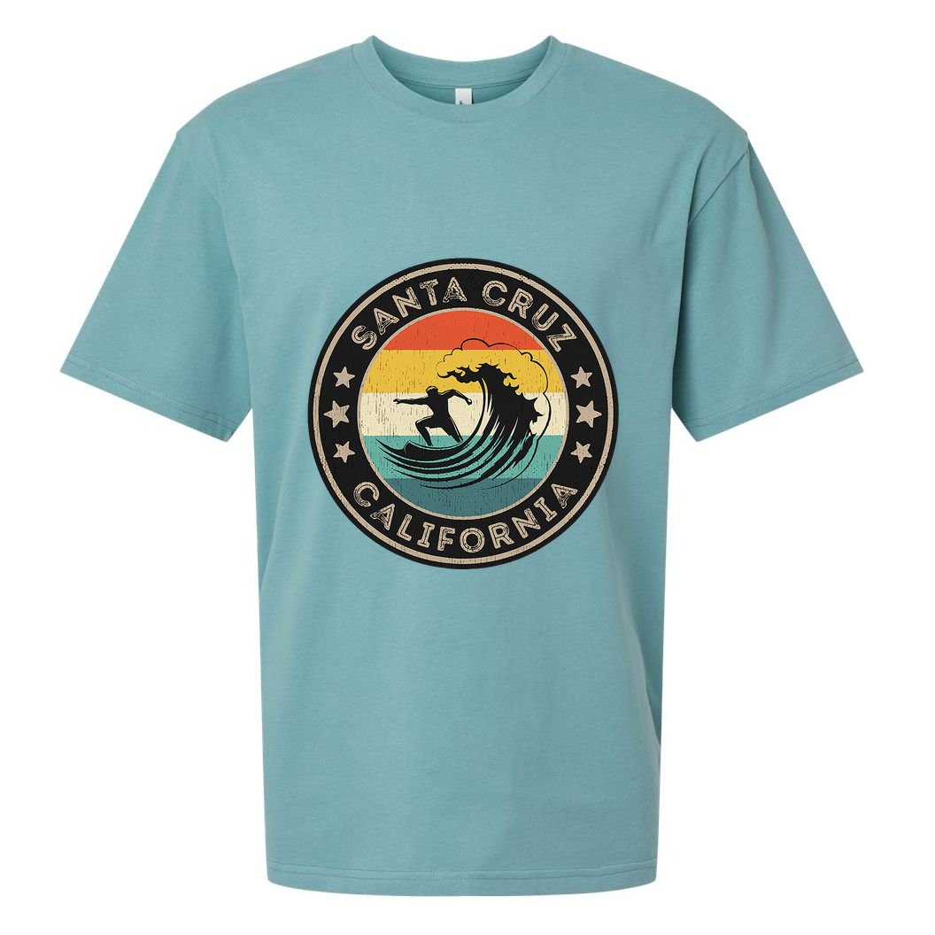 Retro Santa Cruz California Surfing Santa Cruz Sueded Cloud Jersey T-Shirt