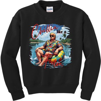 Retro Summer Chillin Like A Felon Trump Kids Sweatshirt