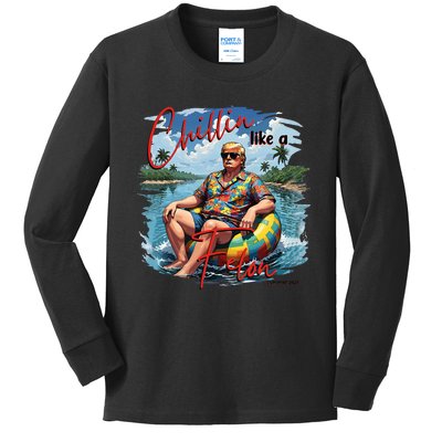 Retro Summer Chillin Like A Felon Trump Kids Long Sleeve Shirt