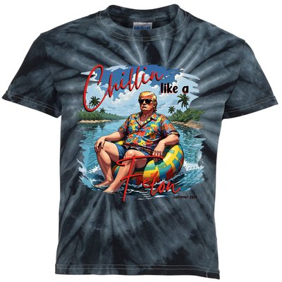 Retro Summer Chillin Like A Felon Trump Kids Tie-Dye T-Shirt