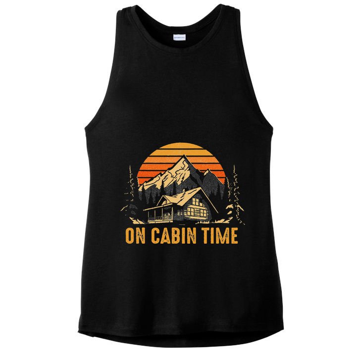 Retro Sunset Cabin Life Camping On Cabin Time Outdoor Ladies PosiCharge Tri-Blend Wicking Tank