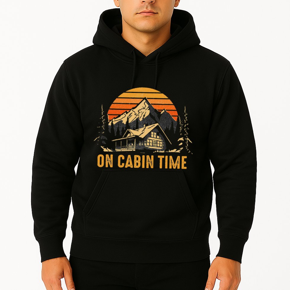 Retro Sunset Cabin Life Camping On Cabin Time Outdoor Hoodie
