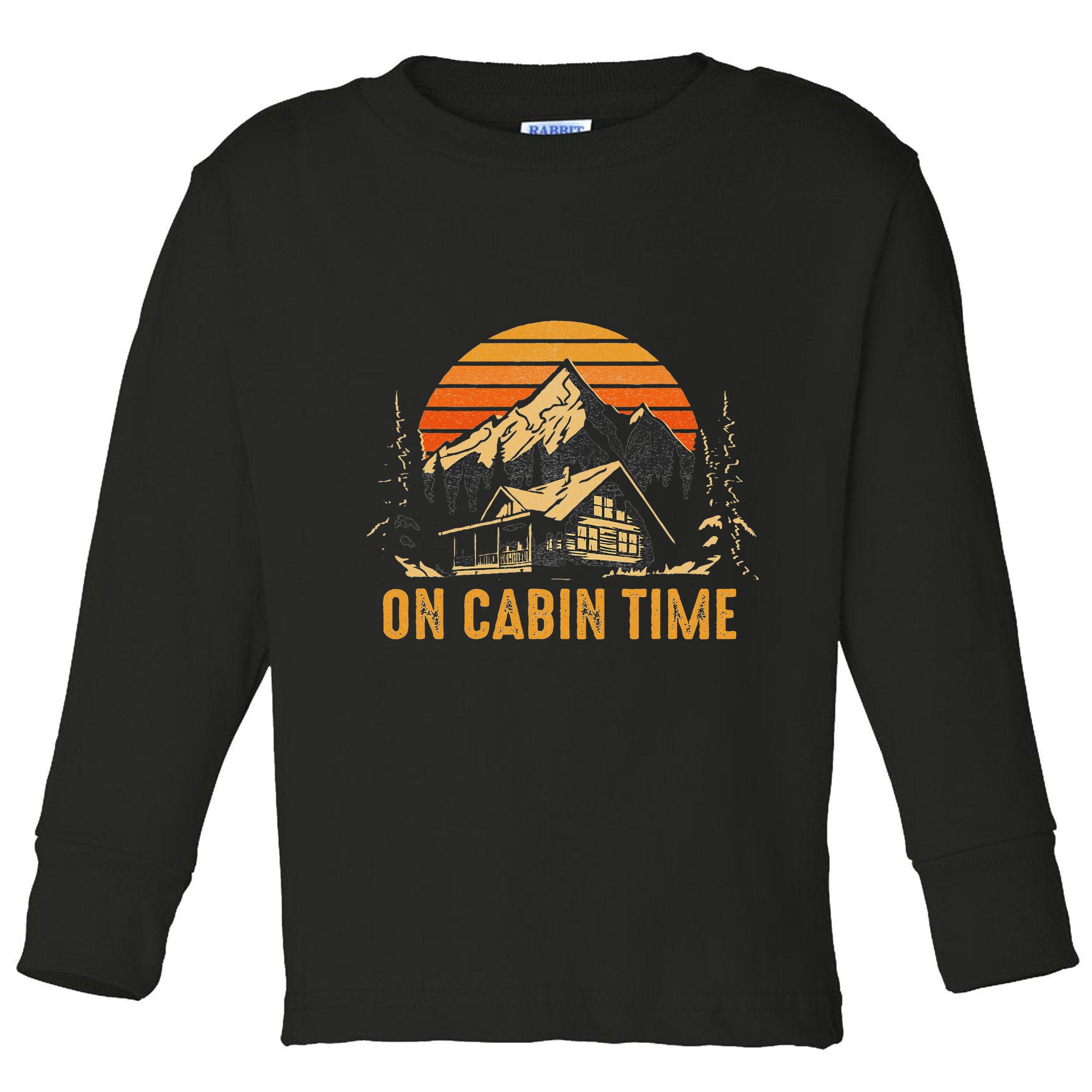 Retro Sunset Cabin Life Camping On Cabin Time Outdoor Toddler Long Sleeve Shirt