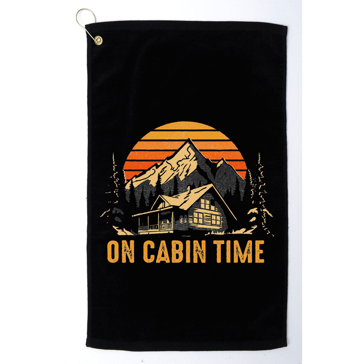 Retro Sunset Cabin Life Camping On Cabin Time Outdoor Golf Towel