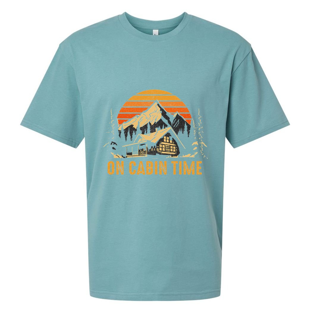 Retro Sunset Cabin Life Camping On Cabin Time Outdoor Sueded Cloud Jersey T-Shirt