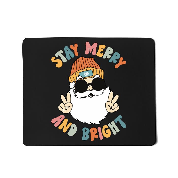 Retro Santa Claus Stay Merry And Bright Groovy Christmas Mousepad