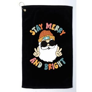 Retro Santa Claus Stay Merry And Bright Groovy Christmas Platinum Collection Golf Towel