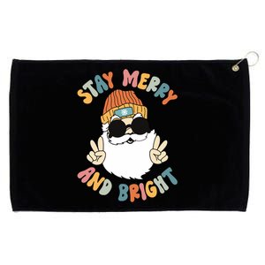 Retro Santa Claus Stay Merry And Bright Groovy Christmas Grommeted Golf Towel