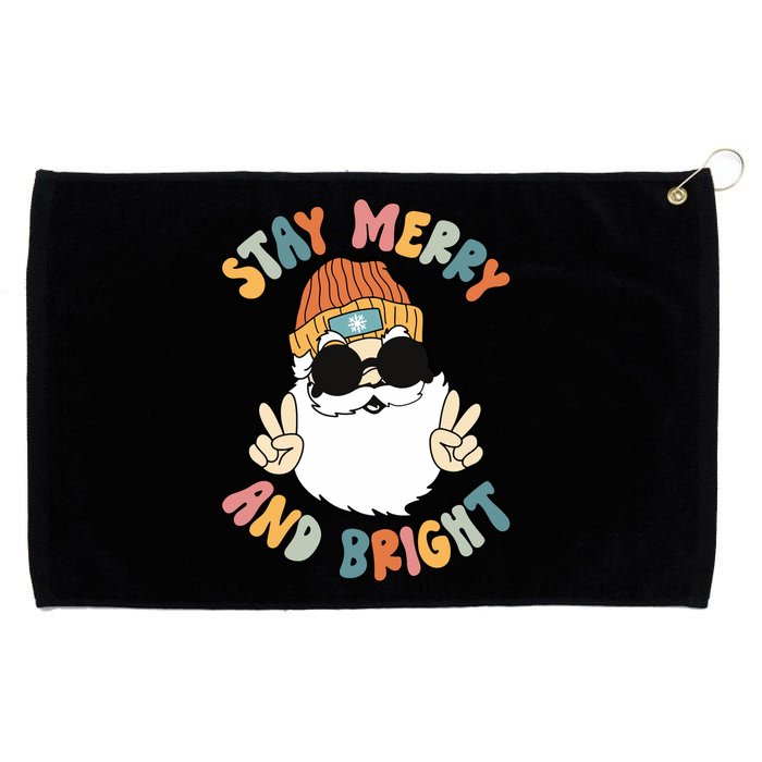 Retro Santa Claus Stay Merry And Bright Groovy Christmas Grommeted Golf Towel