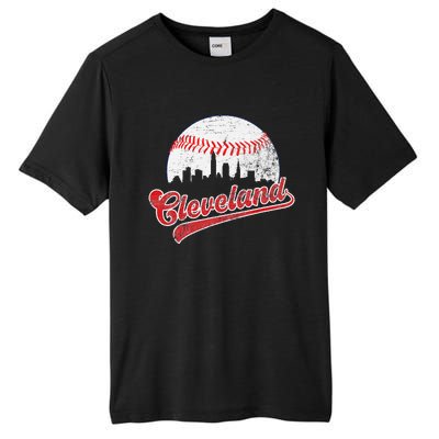 Retro Skyline Cleveland Baseball Tall Fusion ChromaSoft Performance T-Shirt