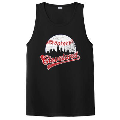 Retro Skyline Cleveland Baseball PosiCharge Competitor Tank