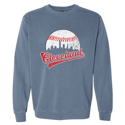 Retro Skyline Cleveland Baseball Garment-Dyed Sweatshirt