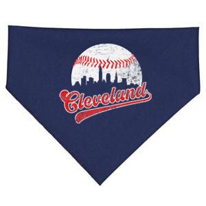 Retro Skyline Cleveland Baseball USA-Made Doggie Bandana