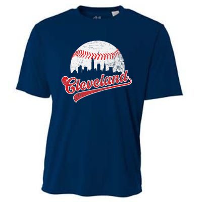 Retro Skyline Cleveland Baseball Cooling Performance Crew T-Shirt