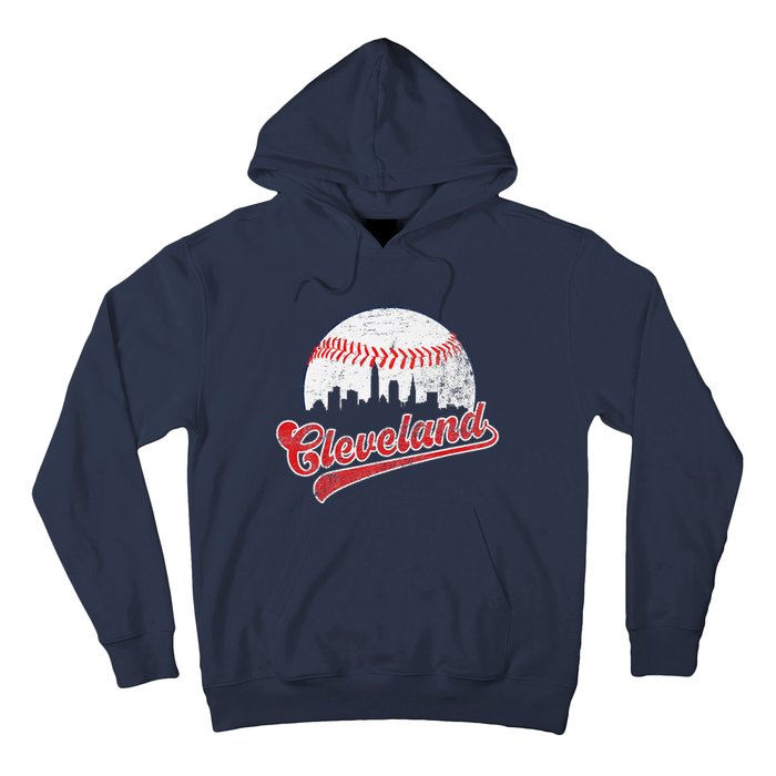 Retro Skyline Cleveland Baseball Hoodie