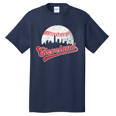 Retro Skyline Cleveland Baseball Tall T-Shirt