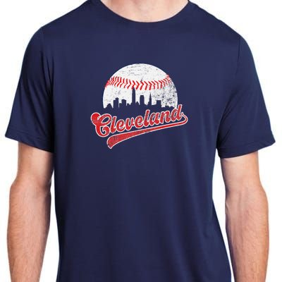 Retro Skyline Cleveland Baseball Adult ChromaSoft Performance T-Shirt