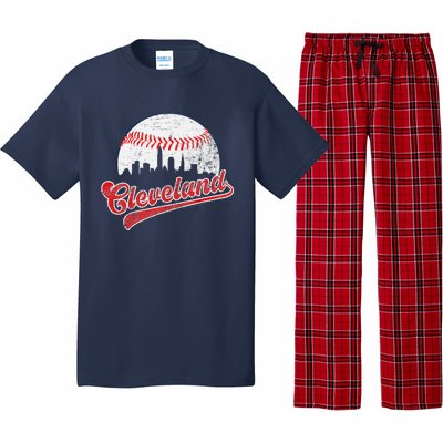 Retro Skyline Cleveland Baseball Pajama Set