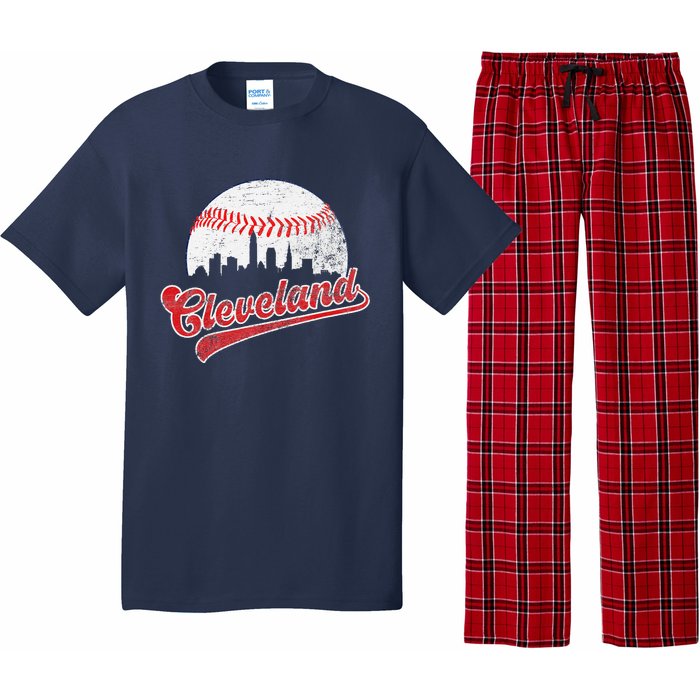 Retro Skyline Cleveland Baseball Pajama Set