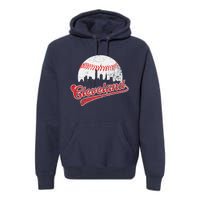 Retro Skyline Cleveland Baseball Premium Hoodie