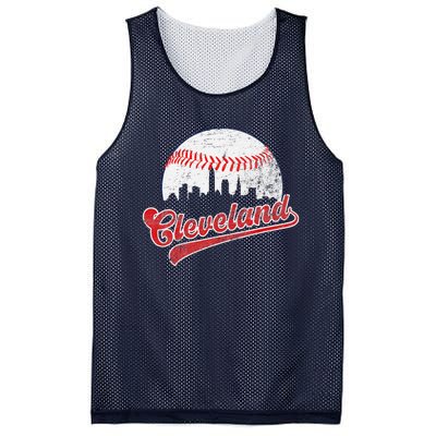 Retro Skyline Cleveland Baseball Mesh Reversible Basketball Jersey Tank