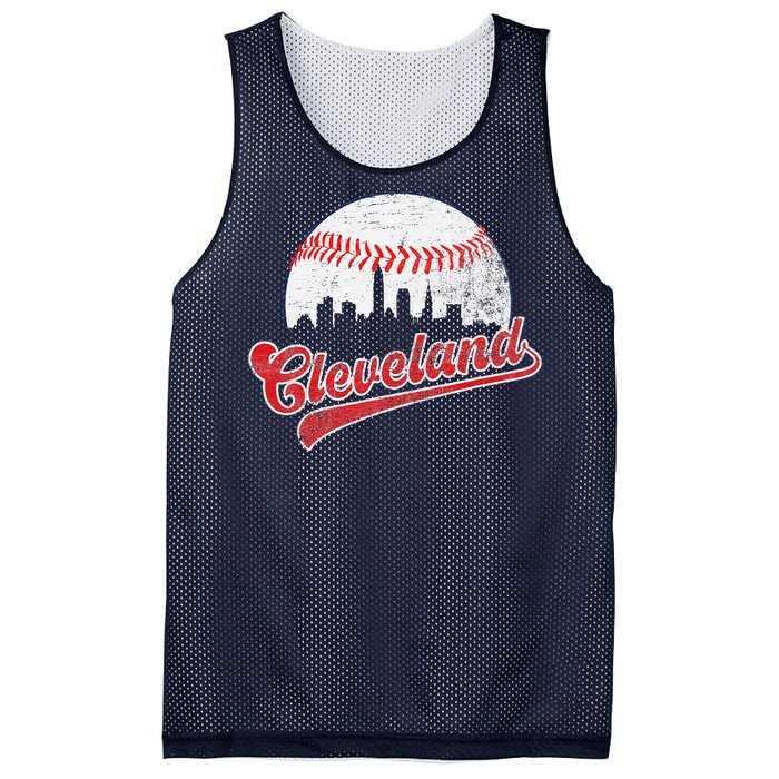 Retro Skyline Cleveland Baseball Mesh Reversible Basketball Jersey Tank