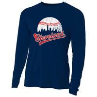 Retro Skyline Cleveland Baseball Cooling Performance Long Sleeve Crew