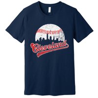 Retro Skyline Cleveland Baseball Premium T-Shirt