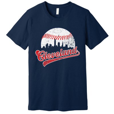 Retro Skyline Cleveland Baseball Premium T-Shirt