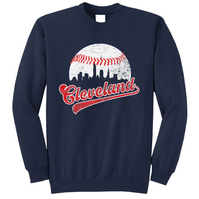 Retro Skyline Cleveland Baseball Tall Sweatshirt