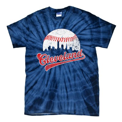 Retro Skyline Cleveland Baseball Tie-Dye T-Shirt