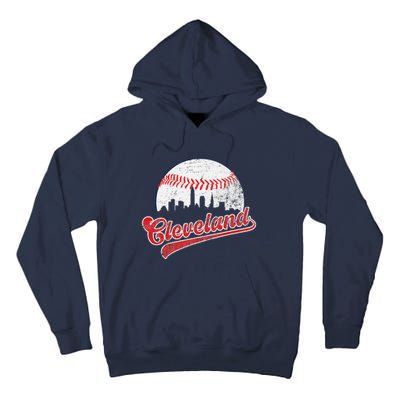 Retro Skyline Cleveland Baseball Tall Hoodie