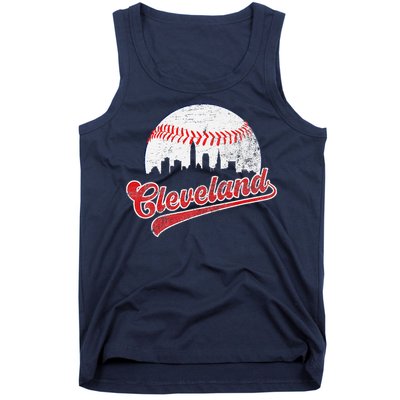 Retro Skyline Cleveland Baseball Tank Top